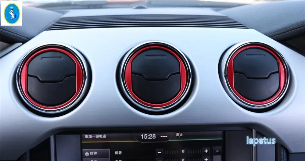 

3 Color For Choice ! Accessories For Ford Mustang 2015 2016 2017 Metal Central Control Air Vent Outlet Molding Trim 3 Pcs / Set