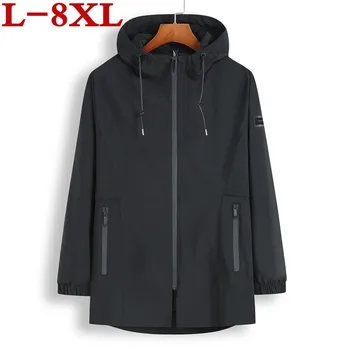 

high quality Spring And Autumn Plus size 8XL 7XL Code Men Coat 140kg Can Wear Casual Loose Have A Hat Super Large Size jacket