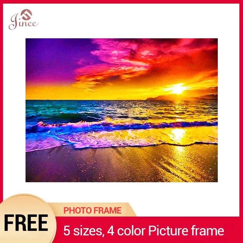 

Full Square Round Drill 5D DIY Diamond Painting "Colorful Beach Seaside Sunset" Embroidery Cross Stitch 5D Home Decor Gift