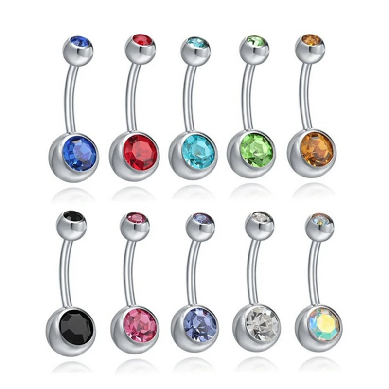 

2pc/lot Stainless Steel Belly Button Piercing Rings For Women Crystal Sexy Navel Ombligo Pircing Body Jewelry Girlfriend Gift