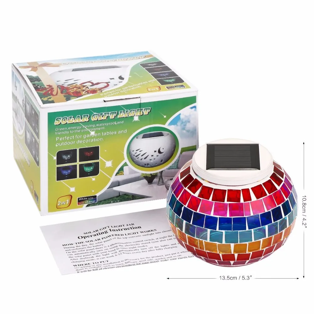 Solar Powered Mosaic Glass Ball Light 6