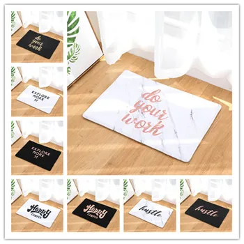 

New Year Text Printing Flannel Mats Bathroom Living Room Carpets Colorful Mat for Hallway Anti-Slip Tapete