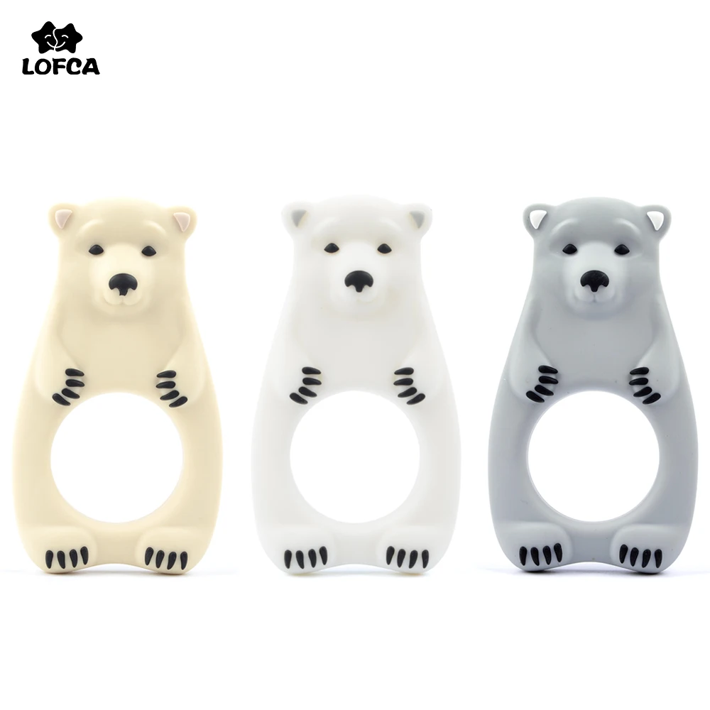 

LOFCA 1pcs Polar Bear Silicone Teether Baby DIY Infant Teething Toys BPA Free Animal Food Grade Jewelry Chew Necklace Pendant