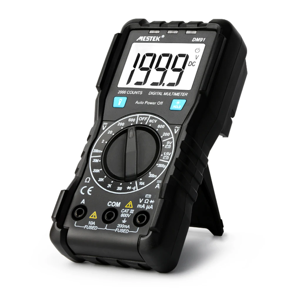

DM91 DM91A Mini Digital Multimeter 9999 counts True RMS Auto Range AC/DC Volt Amp Ohm Diode Continuity Capacitance Tester