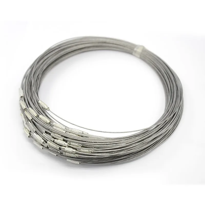 Silver 10 шт. 17," 1 стальной провод шнуры для колье провод хороший DIY ювелирных изделий ожерелье s поставки с латунный винт застежка смешанные цвета - Цвет: Silver