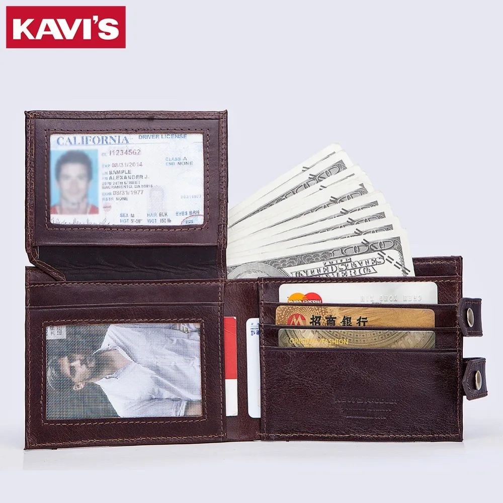 

KAVIS Fashion Genuine Cowhide Mini Leather Wallet Men Coin Purse Small Walet Portomonee PORTFOLIO Male Cuzdan Perse Card Holder