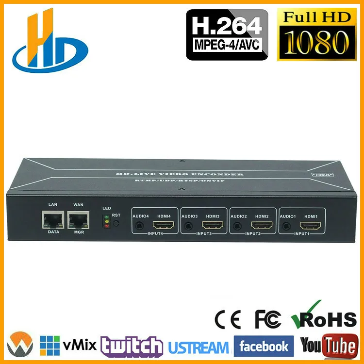 MPEG-4 H.264 HDMI To IP Video Stream Encoder Live Streaming HD Video IPTV Encoder 4 Channels HDMI To HTTP RTSP RTMP Encoder H264 MPEG-4 H.264 HDMI To IP Video Stream Encoder Live Streaming HD Video IPTV Encoder 4 Channels HDMI To HTTP RTSP RTMP Encoder H264
