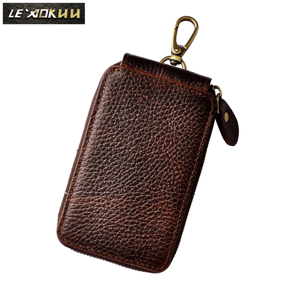 

Original Genuine Leather Men Quality Fashion Car Remote Case Key Ring Case Holder Chain Designer Key Package Bag Y1018W