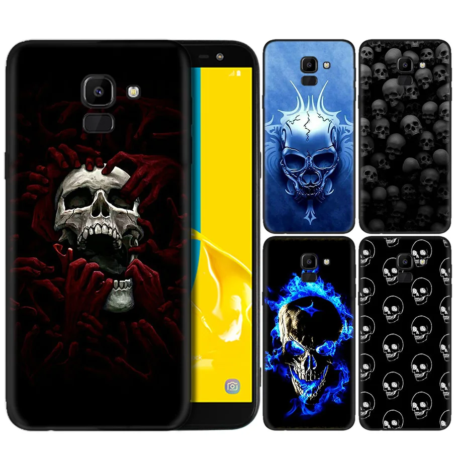 

Phone Abstract Pattern Silicone Case For Samsung Galaxy J4 J6 A6 A8 Plus A7 A9 J8 2018 A5 2017 Soft Cover Shell Horror Skull