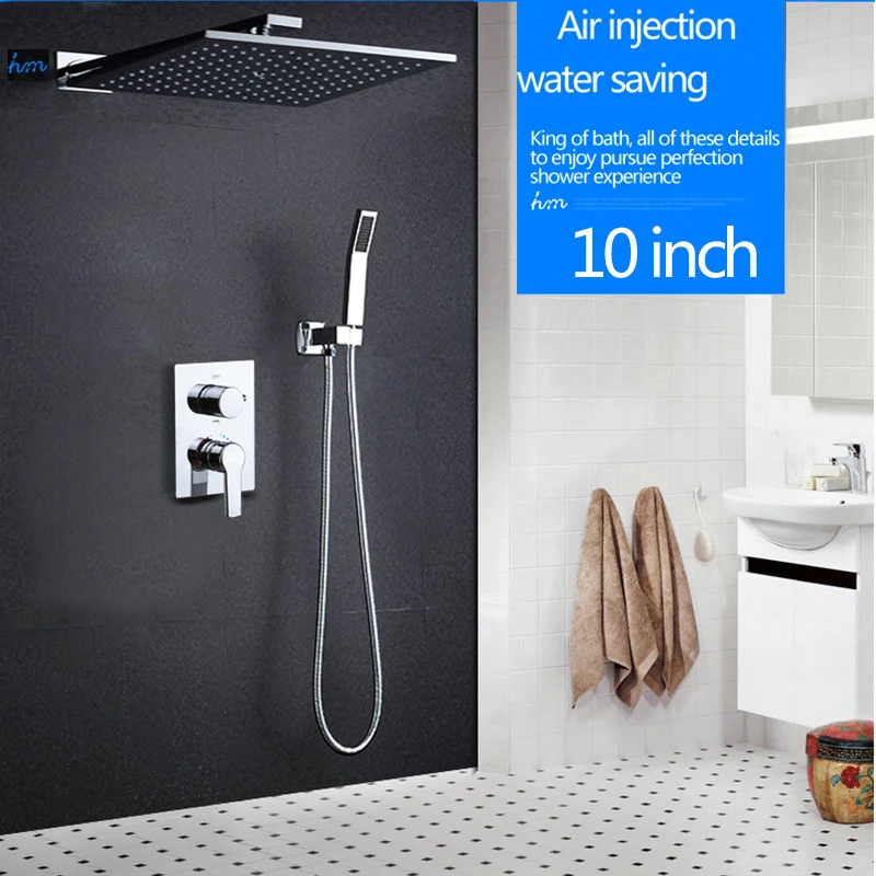 Bathroom Luxury Rain Mixer Combo Set Wall Mount LED Rainfall Shower Head System