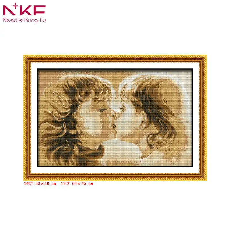 

NKF Love's kiss print pattern cross stitch kit counting patterns dmc embroidery all for knitting needlework sets baby room decor