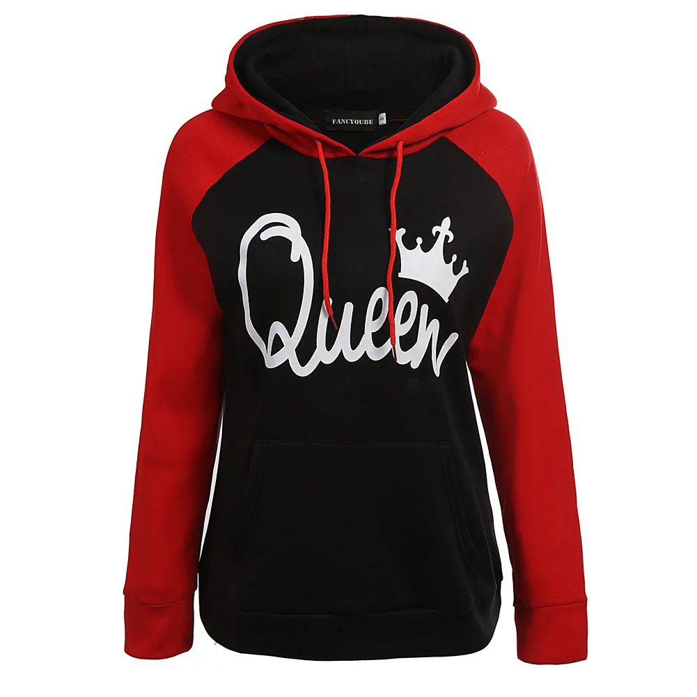 Осень-зима, вязанные толстовки с принтом в виде букв «король», «Королева», «хип-хоп», уличная одежда, свитшоты для женщин, пуловер с капюшоном, спортивные костюмы - Цвет: 3Q