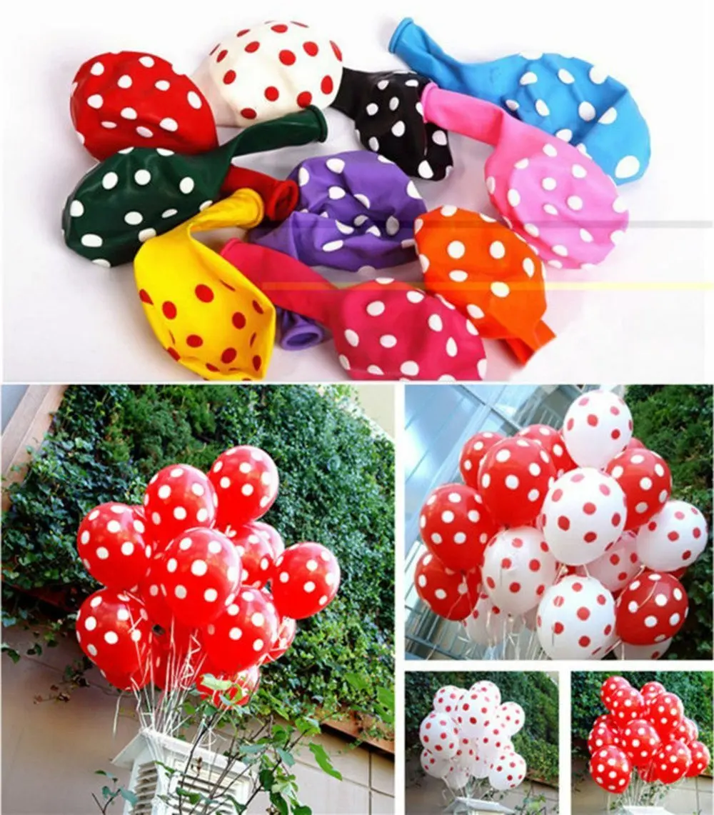 FANLUS 100pcs Assorted Polka Dots Balloon 12 Latex Helium Balloons for Wedding Birthday Party Festival Christmas Decorations (10)