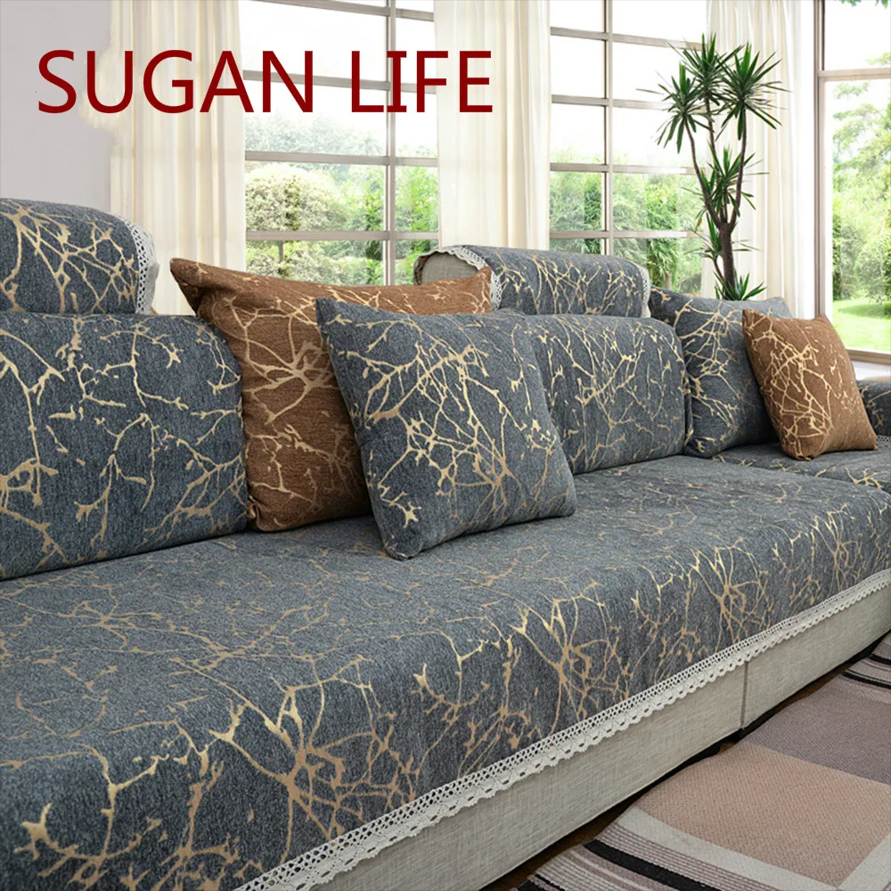 

European style sky stripe jacquard chenille sofa cover cama slipcovers for living room furniture sectional couch covers S-271