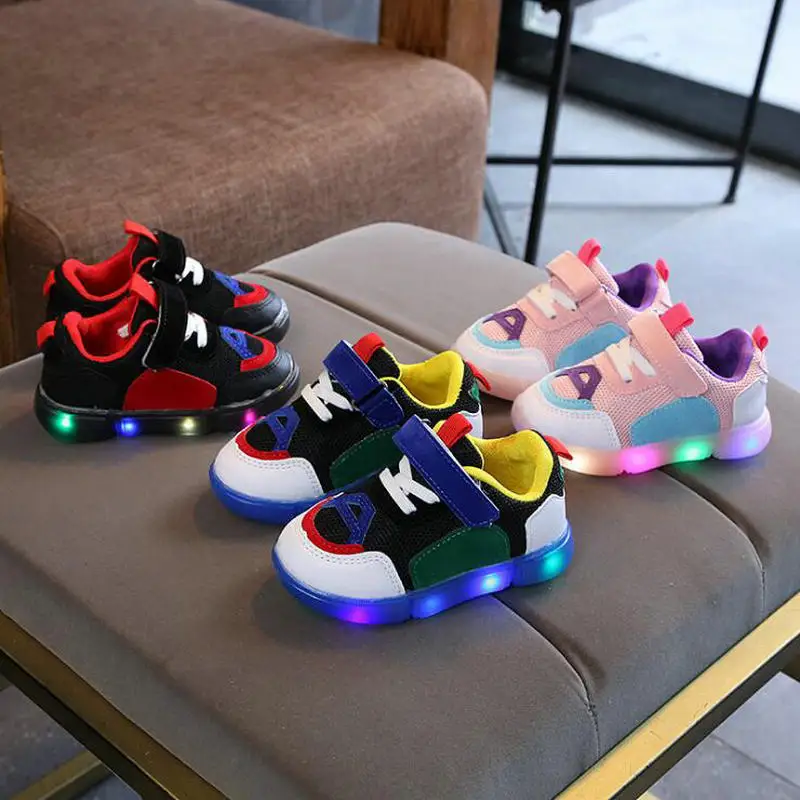 New Children LED glitter Spring And Autumn Casual Shoes baby girls boys shoes colorful lighted baby Sport shoes baby sneakers