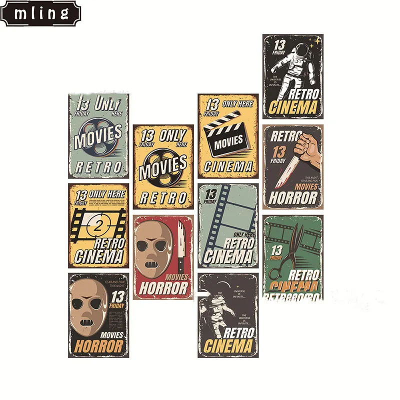 

mling 1PC Retro Movie Poster Hanging Painting Bar Cafe Home Decor Metal Sign Painting Plaque Sign