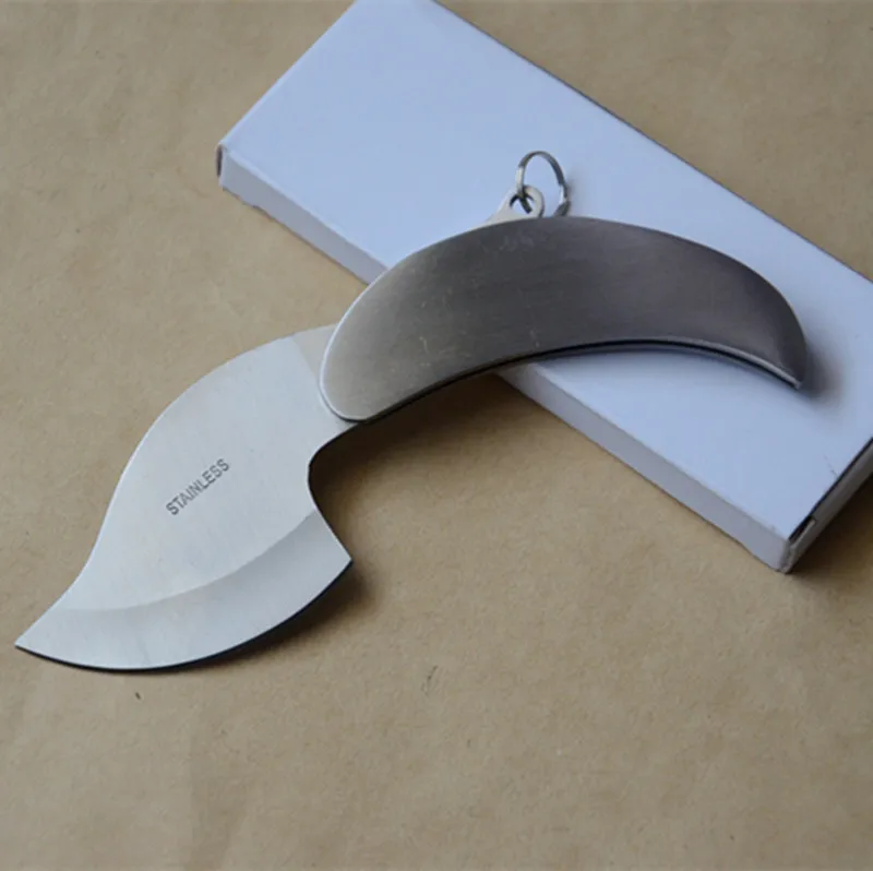 Stainless Steel Mini Silver Leaf Folding Pocket Knife Outdoor Camping