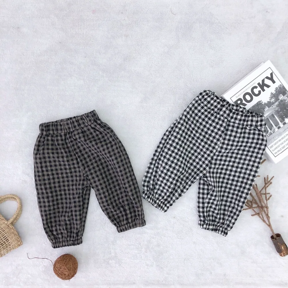 

2019 New Arrival Children Clothes Baby Boys Girls Full Length Pants Kids Plaid Cotton Pants 18M-5T Hot Sale