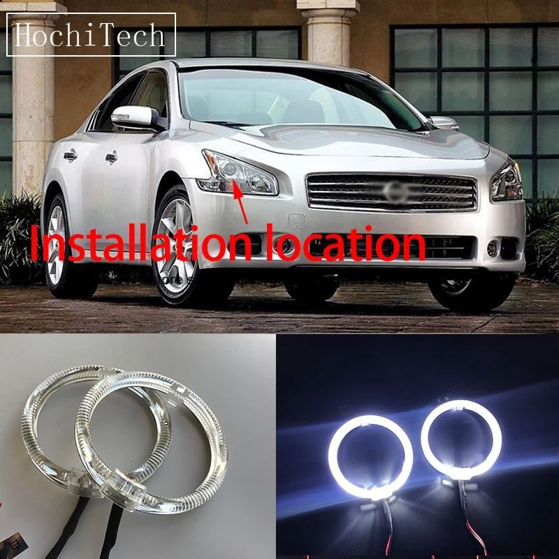 

HochiTech Cree LED Chip Light Guide Angel Eyes Kit White Halo Ring daytime light with Dimmer Fuction for Nissan Maxima 2010-2012