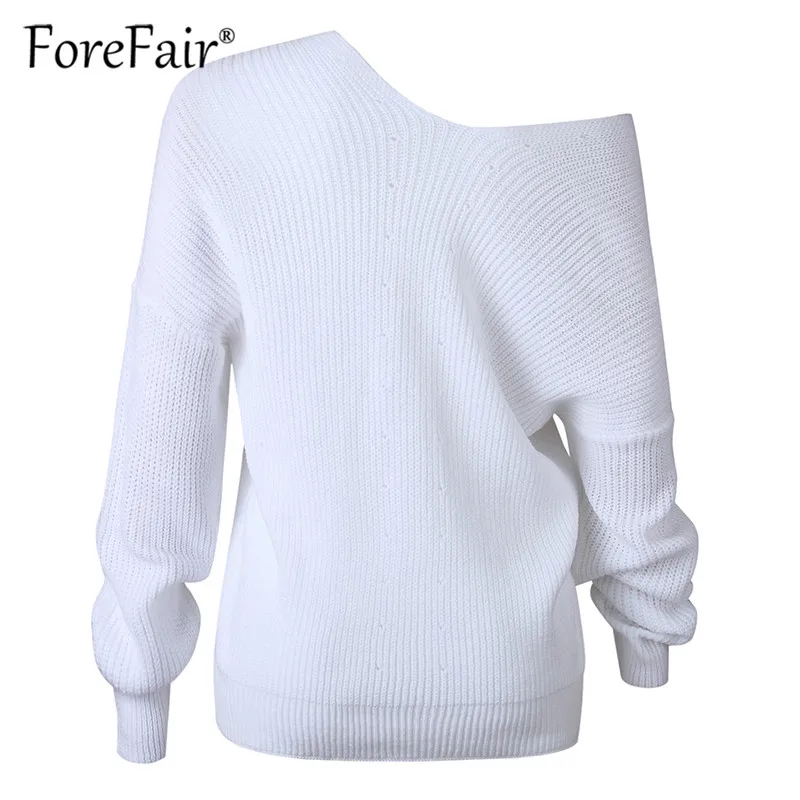 Forefair Casual Loose White Knitted Sweater 2018 Women Autumn Long Sleeve Pullovers Lace-up Oversize Tops Sweaters Sweaters