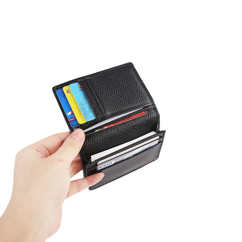Tanie Wysokiej jakości 100% pierwsza warstwa skóry wołowej prawdziwej skóry karty etui na dowód mężczyźni etui na karty kredytowe skórzane wizytowniki torba