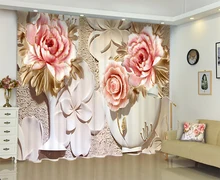 Customized Blackout fabric Floral 3D Print Window Curtains Drapes For Living room Bed room Office Hotel Wall Tapestry Christmas