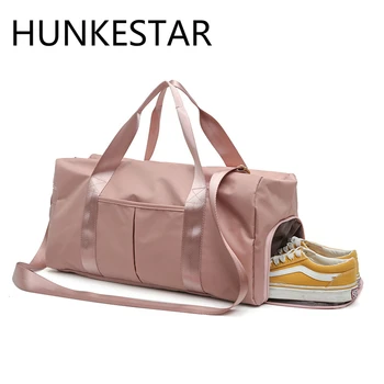 

2019 New Pink Bag Women Travel Dry Wet Separation Gym Bags for Sport Fitness Training with Shoe Compartment Multi-pockets Black