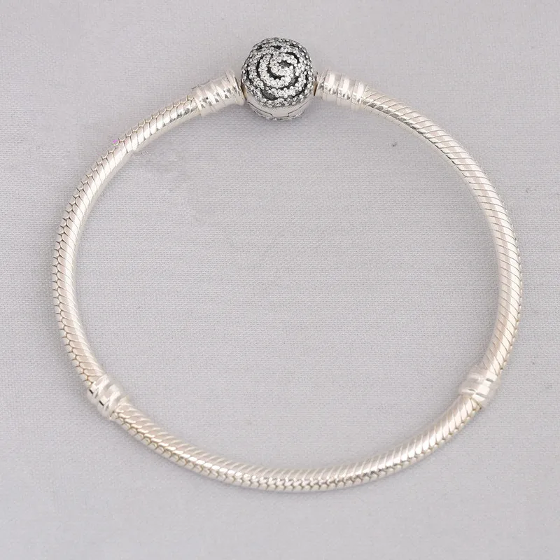 

925 Sterling Silver Limited Edition Beauty Belle's Enchanted Rose Clasp Pandora Bracelet Bangle Fit Bead Charm Europe Jewelery