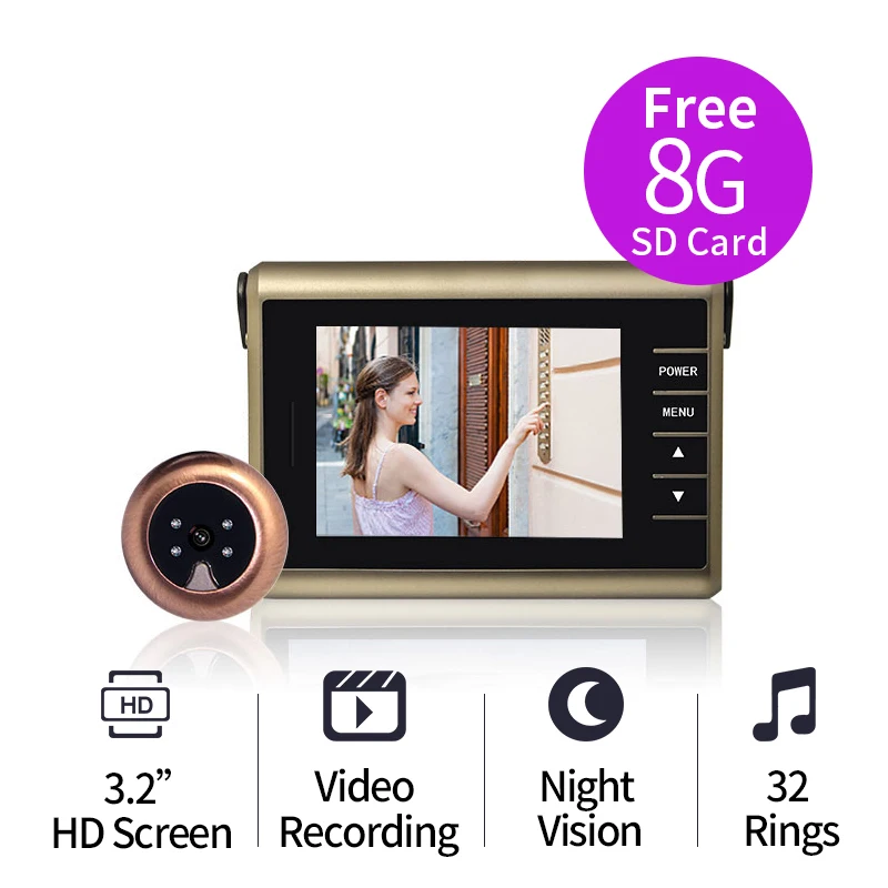 Free Shipping 3 2 HD Screen Smart Video Rocording Wireless font b Door b font Bell