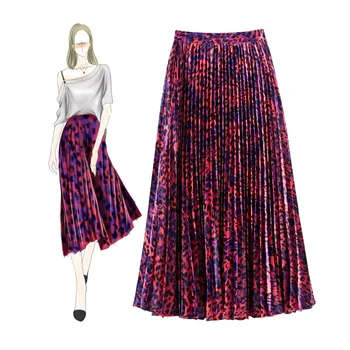 

Summer women's print pleated skirt Fashion print skirt A086