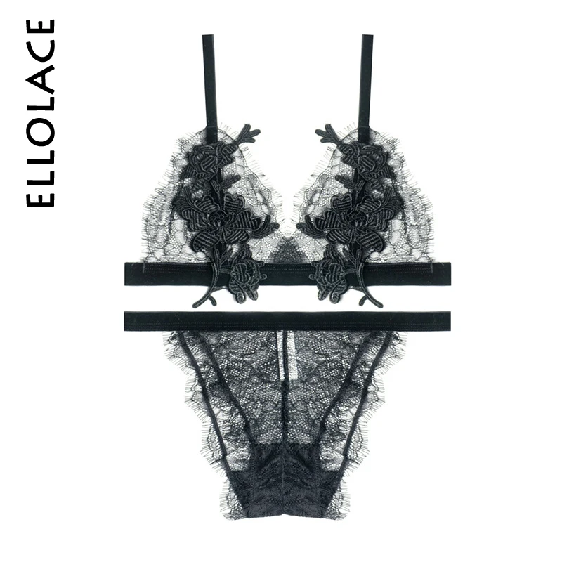 black mesh and eyelash lace triangle bra use