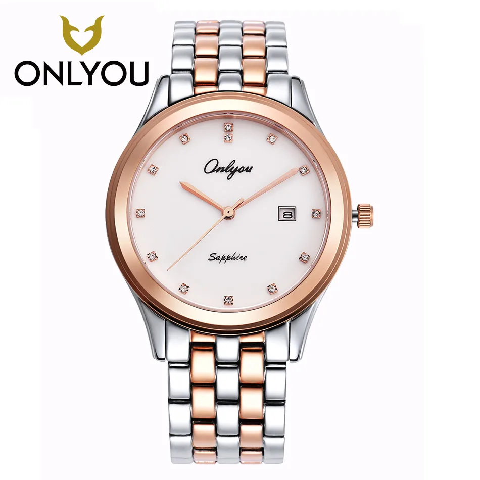 

ONLYOU lover's ultra thin Simple watch women Dess Clock Casual Women Watch Quartz Men Sports WristWatch Rose gold/black watches