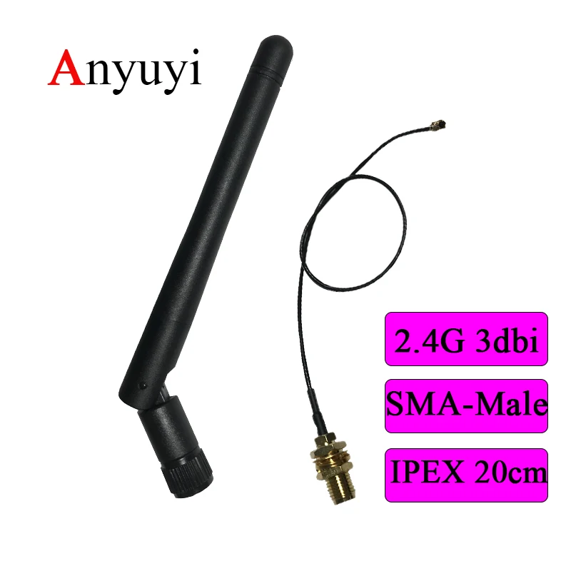 

2.4G SMA Antenna with 20cm Extension Cable 3DBI SMA Male Connector 2400-2500 Frequency Band Gain Antenna