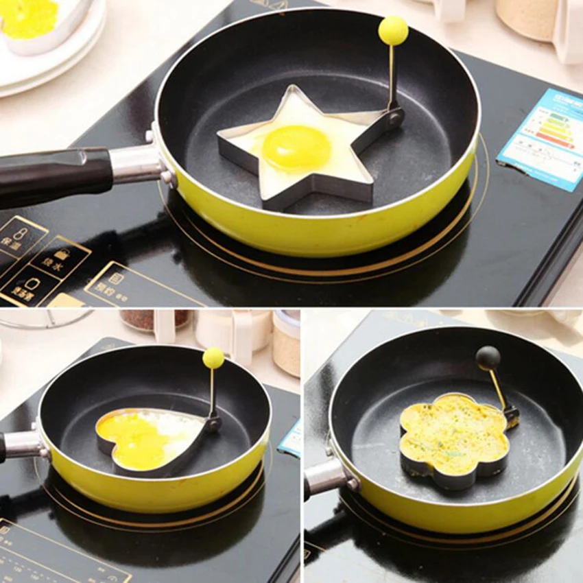 

Egg Mold Stainless Steel Biscuit Frying Egg Rings Mold 5 Shape Omelette Mould Egg Pancake Ring Form Fried Kitchen Tools