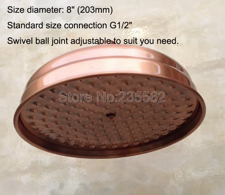 Kaufen Antike Rote Kupfer 8 zoll Regen Duschköpfe Badezimmer Dusche Zubehör lsh054