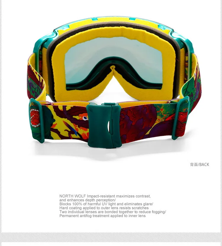 Новинка года, брендовые профессиональные лыжные очки North Wolf 858, мужские и женские очки с двойными линзами, анти-туман, УФ 400, сноубордические очки