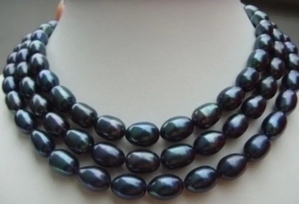 

FREE SHIPPING HOT sell new Style >>>> 8-10mm AAA south sea black baroque pearl necklace 50 inch