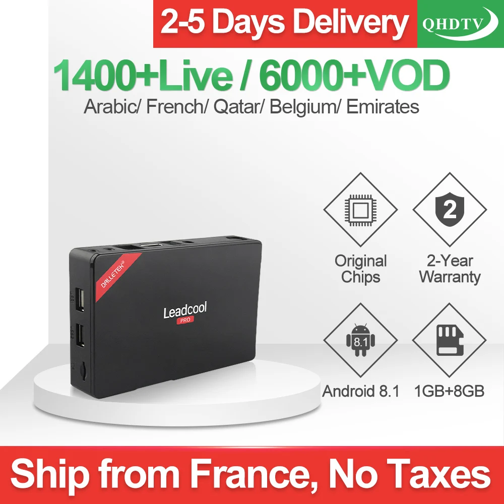 

1 Year QHDTV Code Leadcool Pro IP TV Box Italian Arabic French IPTV subscription FULL HD 4K Box Android 8.1 Europe IPTV France