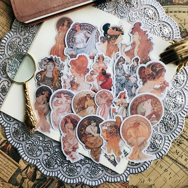 

19Pcs/Pack Vintage Western Art Goddess Vellum Paper Stickers DIY Scrapbooking Happy Planner Card Making Journal Project
