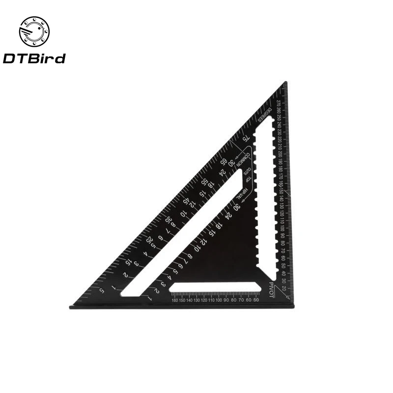 

12" Black Metric Triangle Square Ruler Aluminum Alloy Speed Square Protractor Miter For Carpenter Measurement Tools