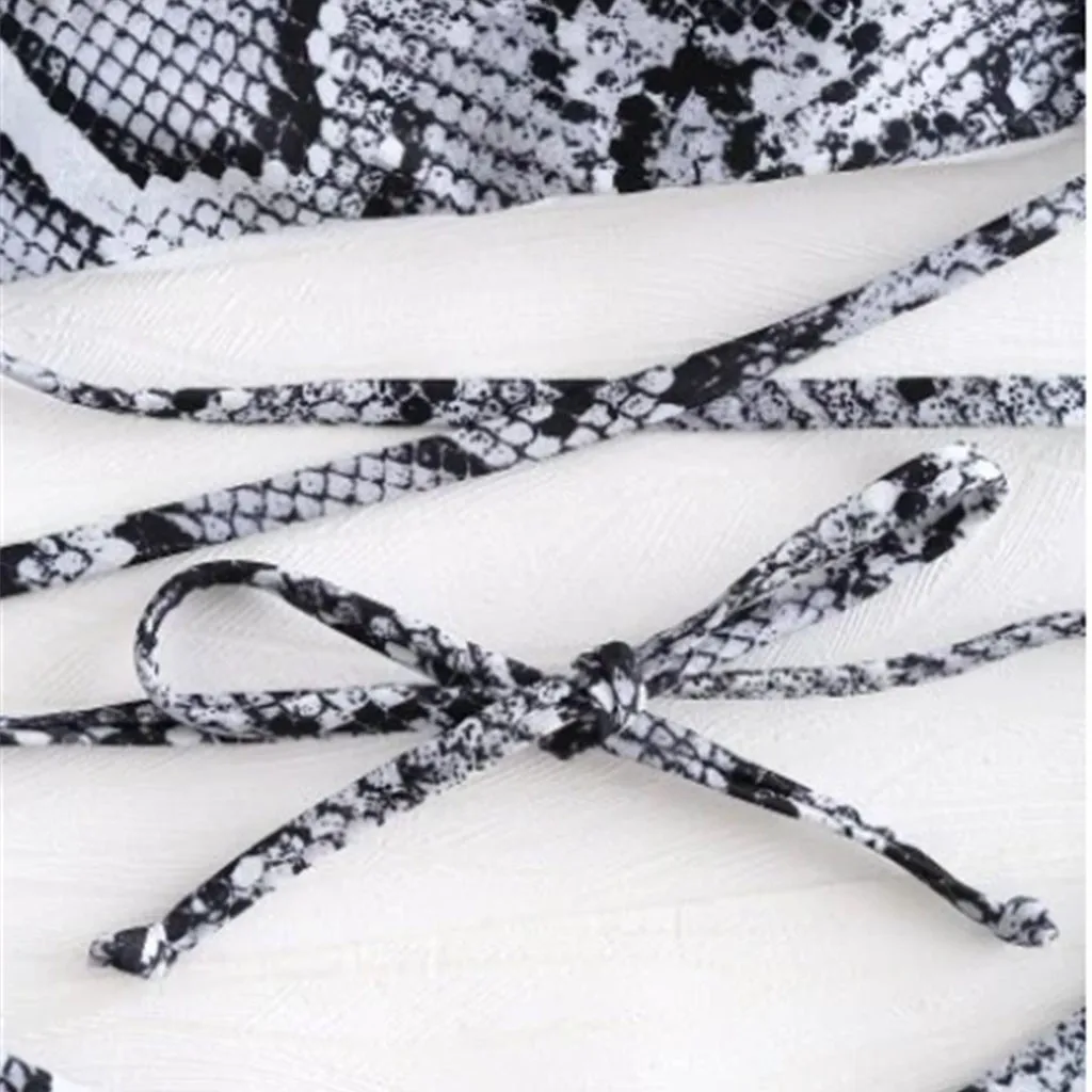 Swimsuit Women Snake Skin Pattern Bandage Bikini Set Polyester Brazilian Swimwear Beachwear Summer Women Bikini 2019 mujer