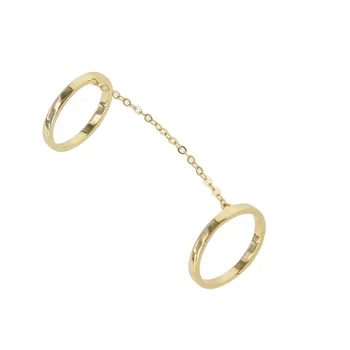 

Fashion Jewelry Vintage Gold color Chain Link Two Rings For Women Double Ring Wedding Love Anillos