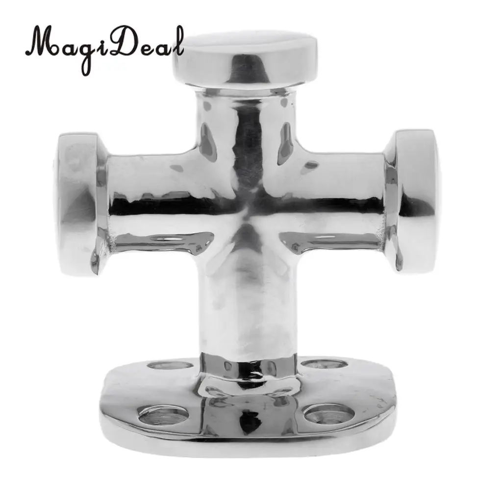 MagiDeal Heavy Duty 316 Stainless Steel Single Cross Bollard Post Square Base Mount Dock Mooring Cleat for Marine Boat Yacht