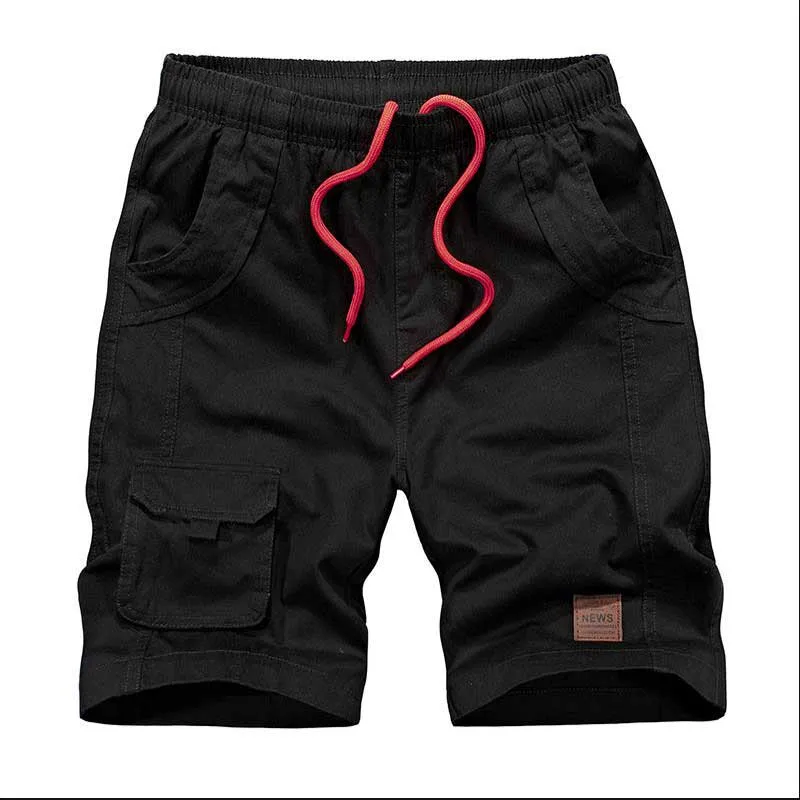 Новые летние мужские хлопковые повседневные мульти карманные шорты большого размера