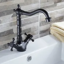 Масло втирают Бронзовый Двойные крестообразные ручки поворотный для ванной для кухни для раковины Смеситель кран asf076