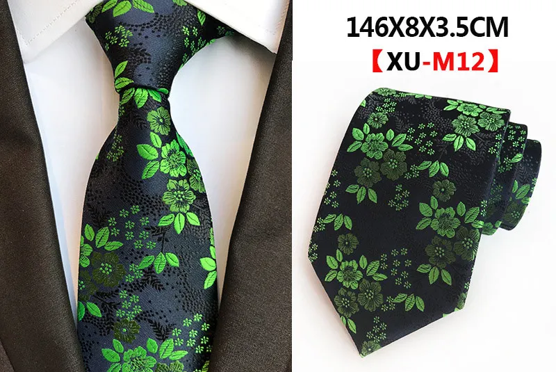 Новая мода 8 см шелковый мужской цветочный галстук зеленый синий Jucquard галстук деловой мужской костюм Свадебная вечеринка Формальные шеи галстуки подарки галстук - Цвет: M-12
