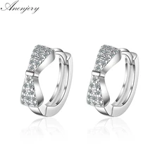 Anenjery Простые Модные Прямая поставка циркониевые серьги с бантами 925 пробы серебряные сережки oorbellen S-E787