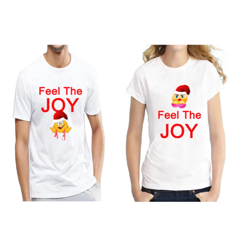 Забавные Рождественские футболки для влюбленных пар Dirty Feel The Joy с короткими