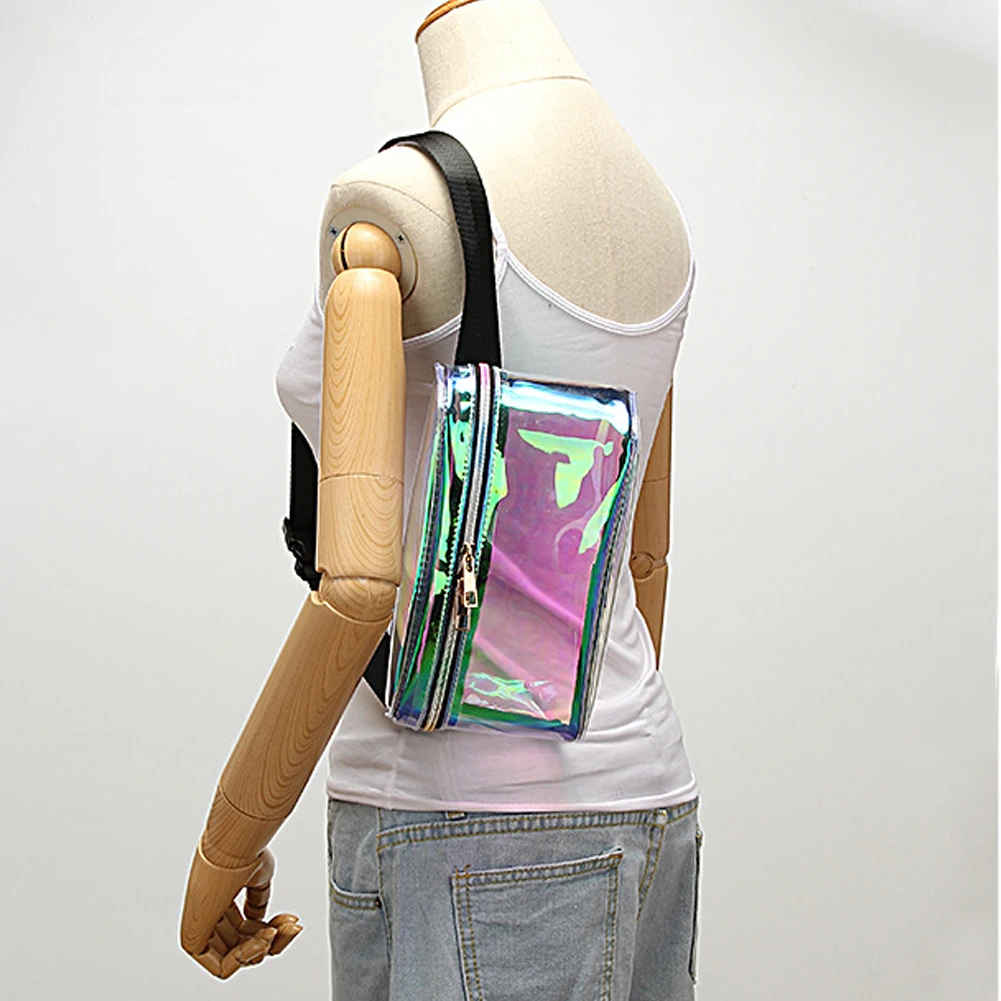 Модные Прозрачный кошелек Лазерной ПВХ талии поясная сумка для Для женщин пряжки для девочек кошелёк для монет ключей карман сумка