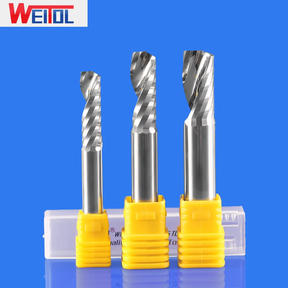 WeiTol 1 шт. 8 мм 10 12 одна канавка Спиральные Биты CNC акриловые режущие инструменты